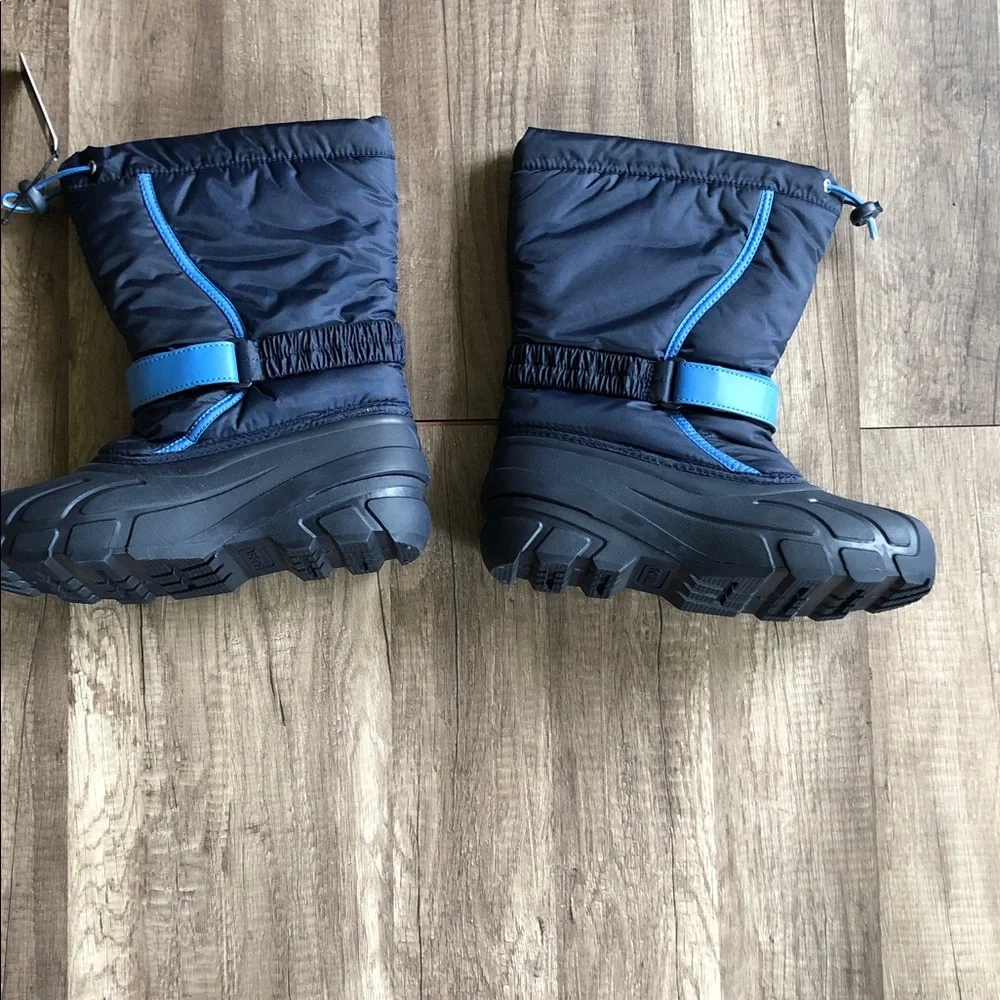 Sorel Flurry Kids Black and Blue Waterproof Insulated Snow Boots 6 NEW